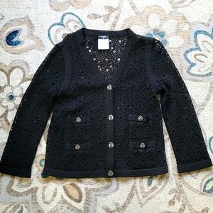 Chanel Black Crochet Knit Cardigan
